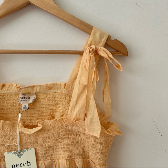 Anthropologie Perch tops Womens 1XL by Blue Pepper Embroidered Smocked Tie Strap - Picture 4 of 9